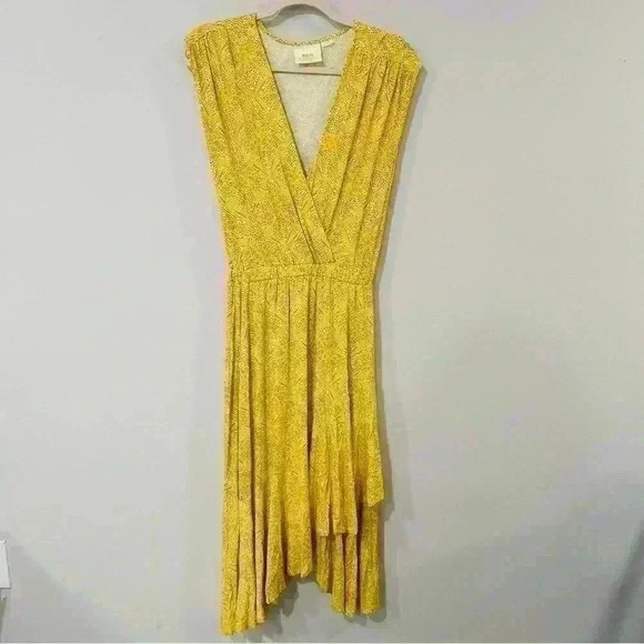 NWOT Anthropologie Maeve Yellow Midi Ruffle V-Neck Dress Women’s Size XS - Picture 3 of 8
